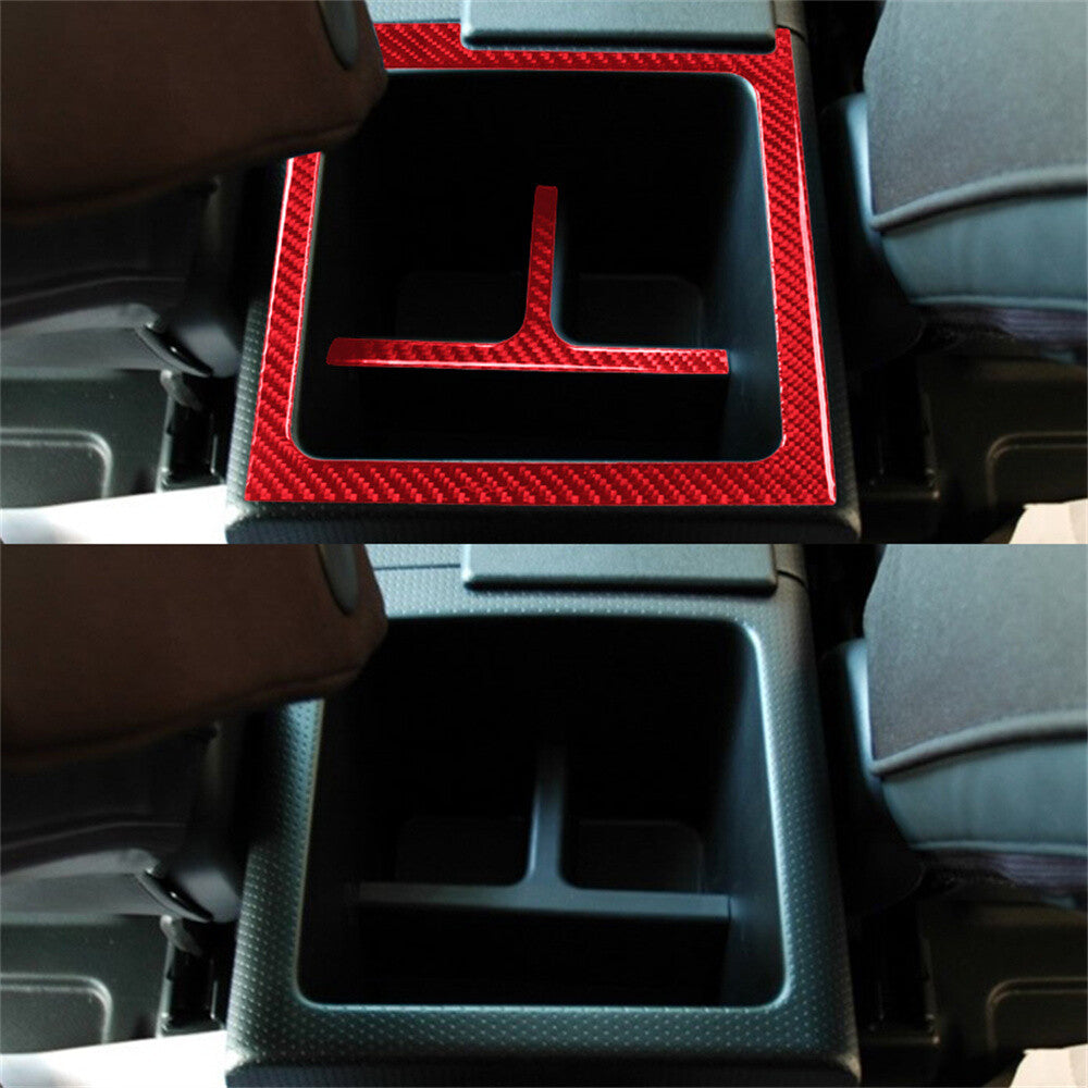 Red Carbon Fiber Center Console Storage Box Trim For Toyot@ FJ Cruiser 2007-2021