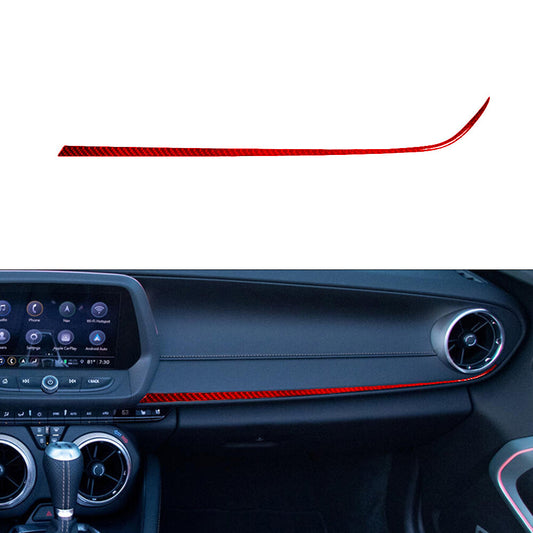 Red Dashboard Lower Trim Strip Cover Carbon Fiber for Chevrolet Camaro 2016-2018
