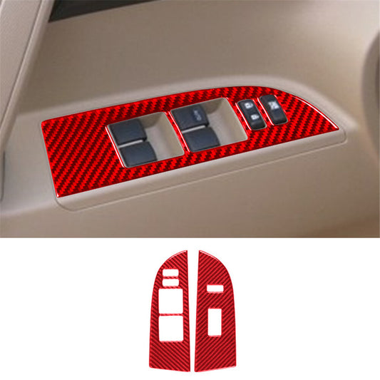 Red for Toyota Highlander 2008-2013 2X Front Window Lift Button Panel Trim Cover