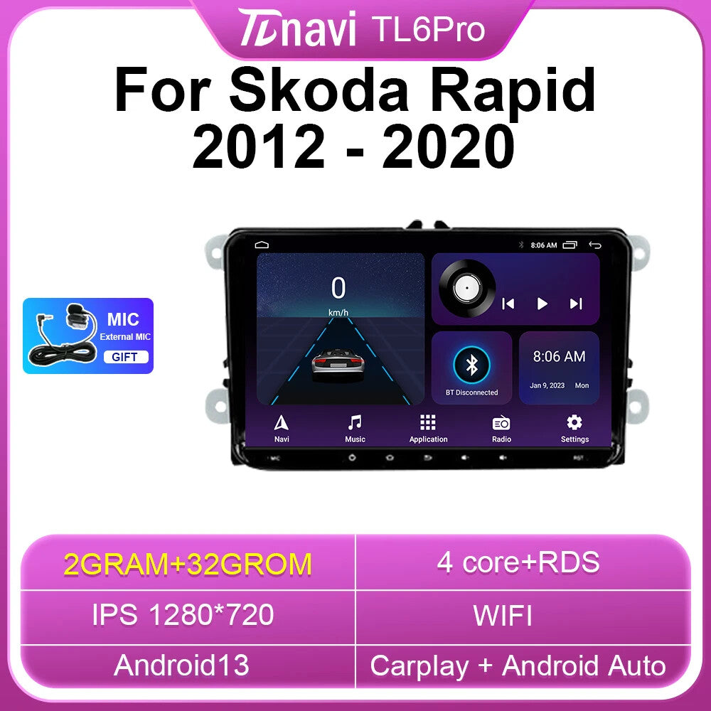 for Skoda Rapid for VW for Volkswagen for Golf Polo Android CarPlay Car Radio GPS 4G Screen