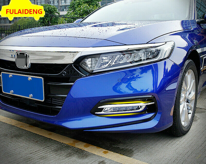 2X for Honda Accord 2018-2021 ABS Chrome Front Bumper Fog Light Lamp cover trim