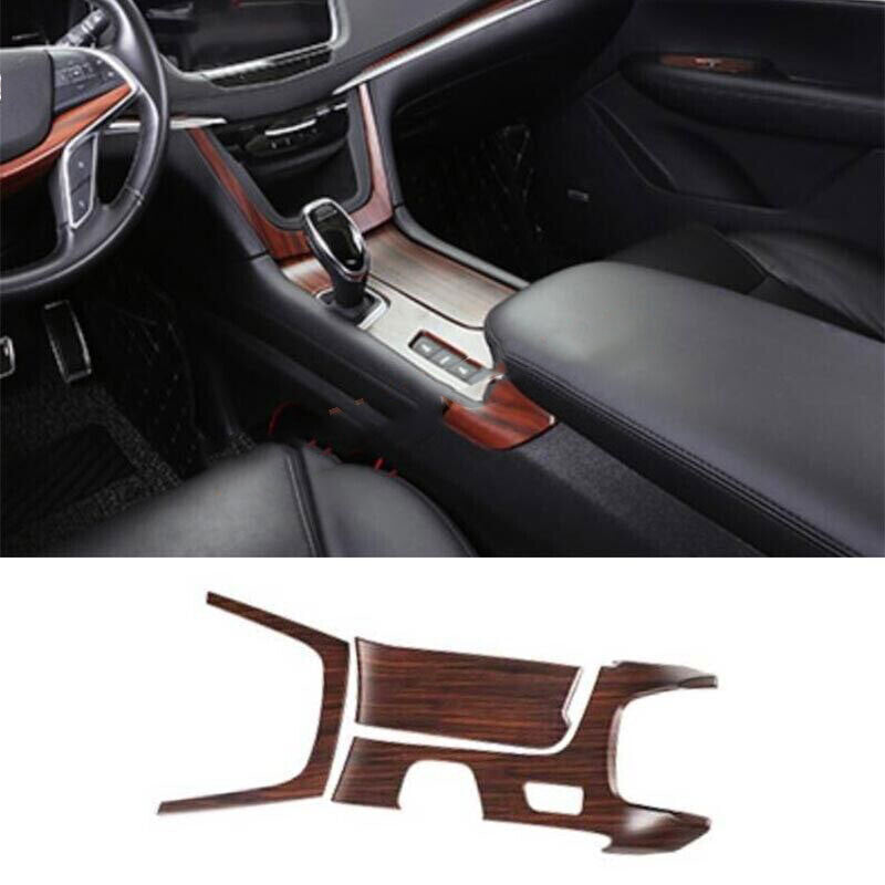 for Cadillac XT5 2017-19 Wood Grain ABS Inner Gear Box Shift Panel Cover Trim 3x