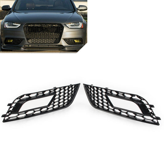1 Pair Honeycomb Hex Mesh Fog Lights Cover for Audi A4 B8.5 2013-2016 2015 2014