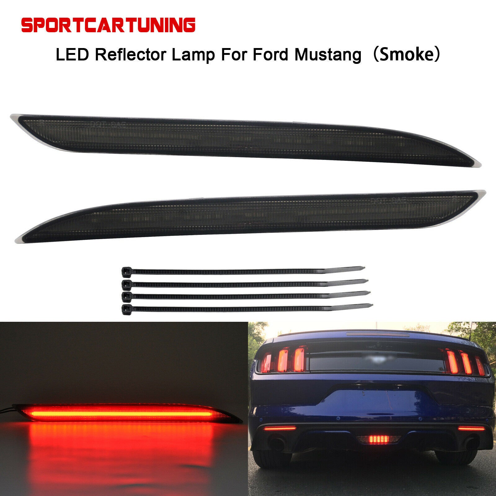 1Pair LeftRight Side Marker Bumper Reflector Fit For 2015-2017 for Ford for Mustang
