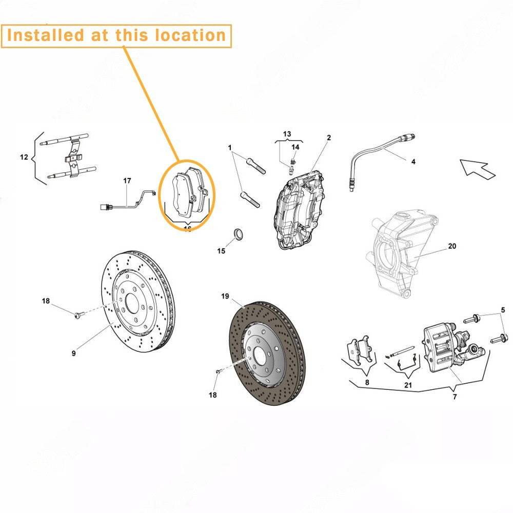 Suitable for Lamborghini Gallardo for Huracan , rear brake pads with ceramic plate 420698451B