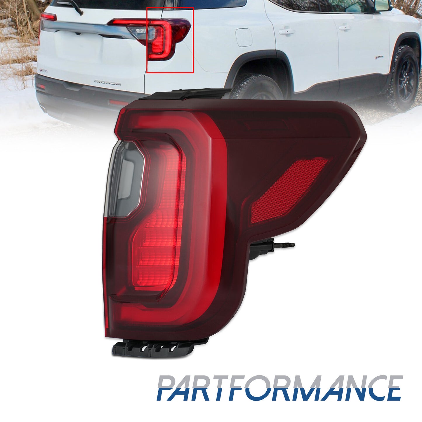 Suitable for 2020-2023 for GMC Acadia AT4 with black trim LED taillights and brake lights on the right side.