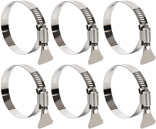 6-Piece Stainless Steel Adjustable Hose Clamps 84-108mm Butterfly Hose Clamps