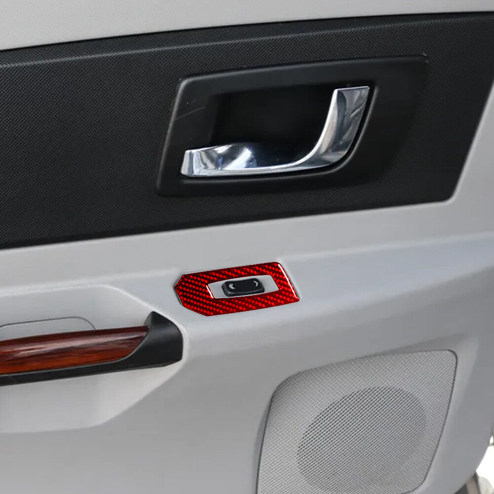 2Pcs Carbon Fiber Door Window Lift Control Panel Trim for Cadillac CTS 2003-2007