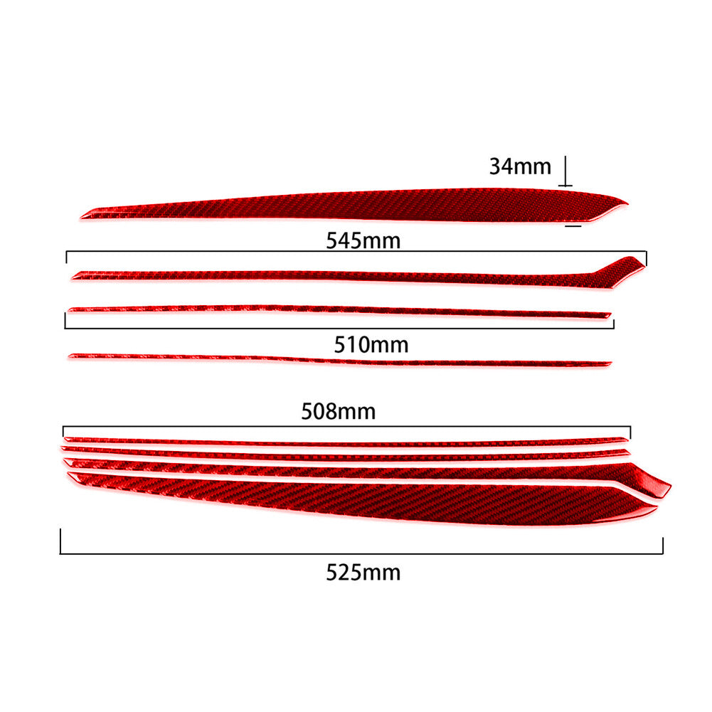 8x Red Carbon Fiber Interior Door Panel Cover Trim for Tesla Model 3/Y 2017-2022