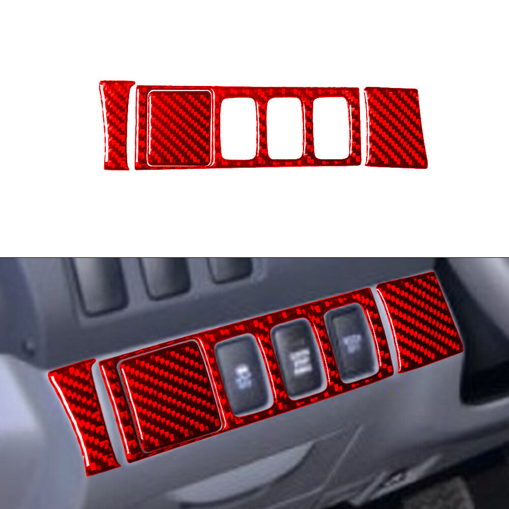 Red Carbon Fiber Mirror Control Button Trim for Toyota Tacoma 2012-2015 Type-A