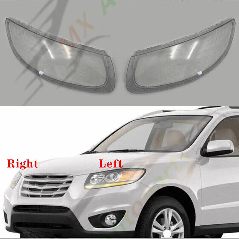 Replace A Pair Headlight Lens Cover + Seal Glue for Hyundai Santa Fe 2007-2012