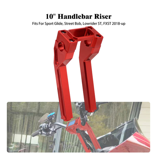 1 Handlebar 10 Red Riser Clamp Kit for Harley Softail Street Bob Low Rider ST