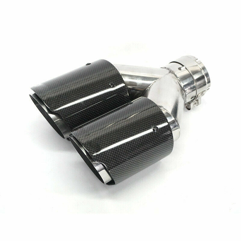 Y type 63mm/89mm Real Gloss Carbon Fiber Car Dual Exhaust Pipe Tail Muffler Tip