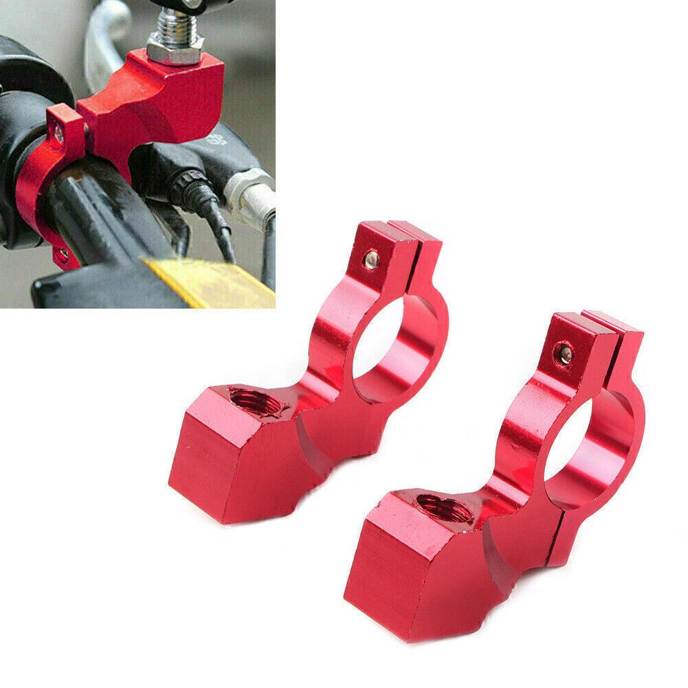22mm 7/8 Motorcycle Bike Handlebar Rearview Mirror Mount Bracket Clamp Red