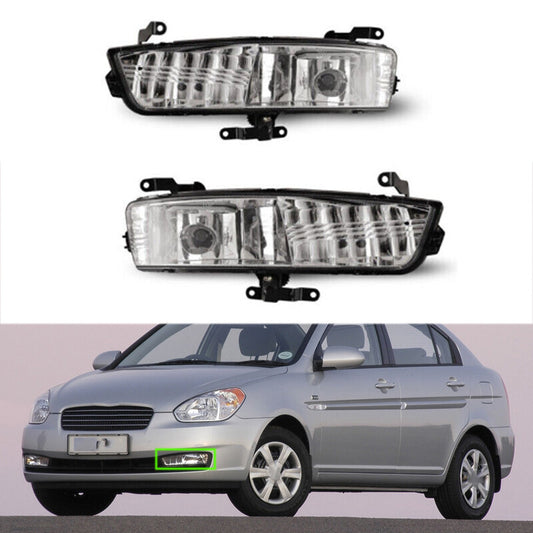 for Hyundai Accent 2006-2011 Pair Fog Lights Front Bumper Driving Lamps w/blubs