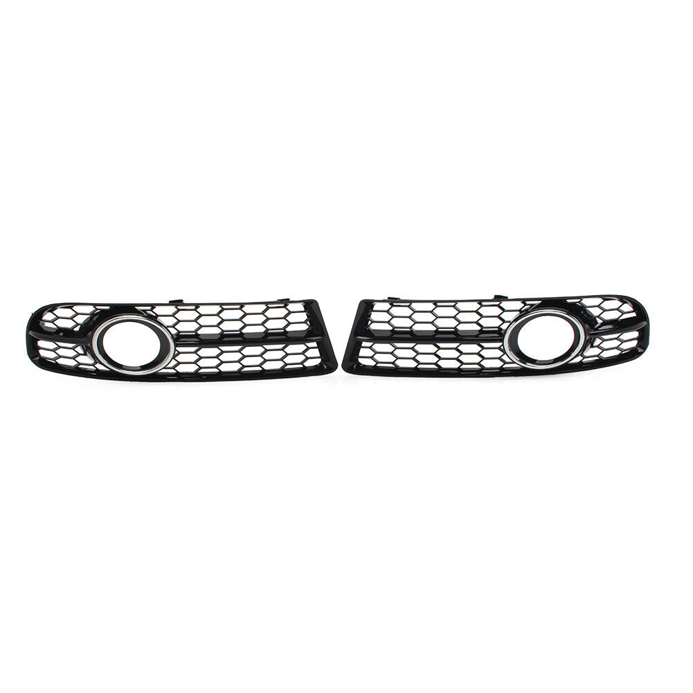 Pair Bumper Honeycomb Mesh Fog Light Grille Cover for Audi A4 B7 S4 05-08