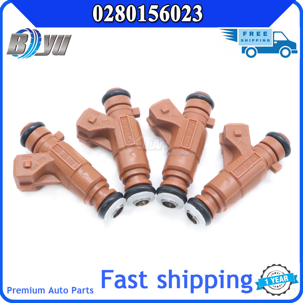 4-piece new fuel injector set 0280156023, suitable for Saab 9-3 9-5 2000-2009 L4 2.0L 2.3L...