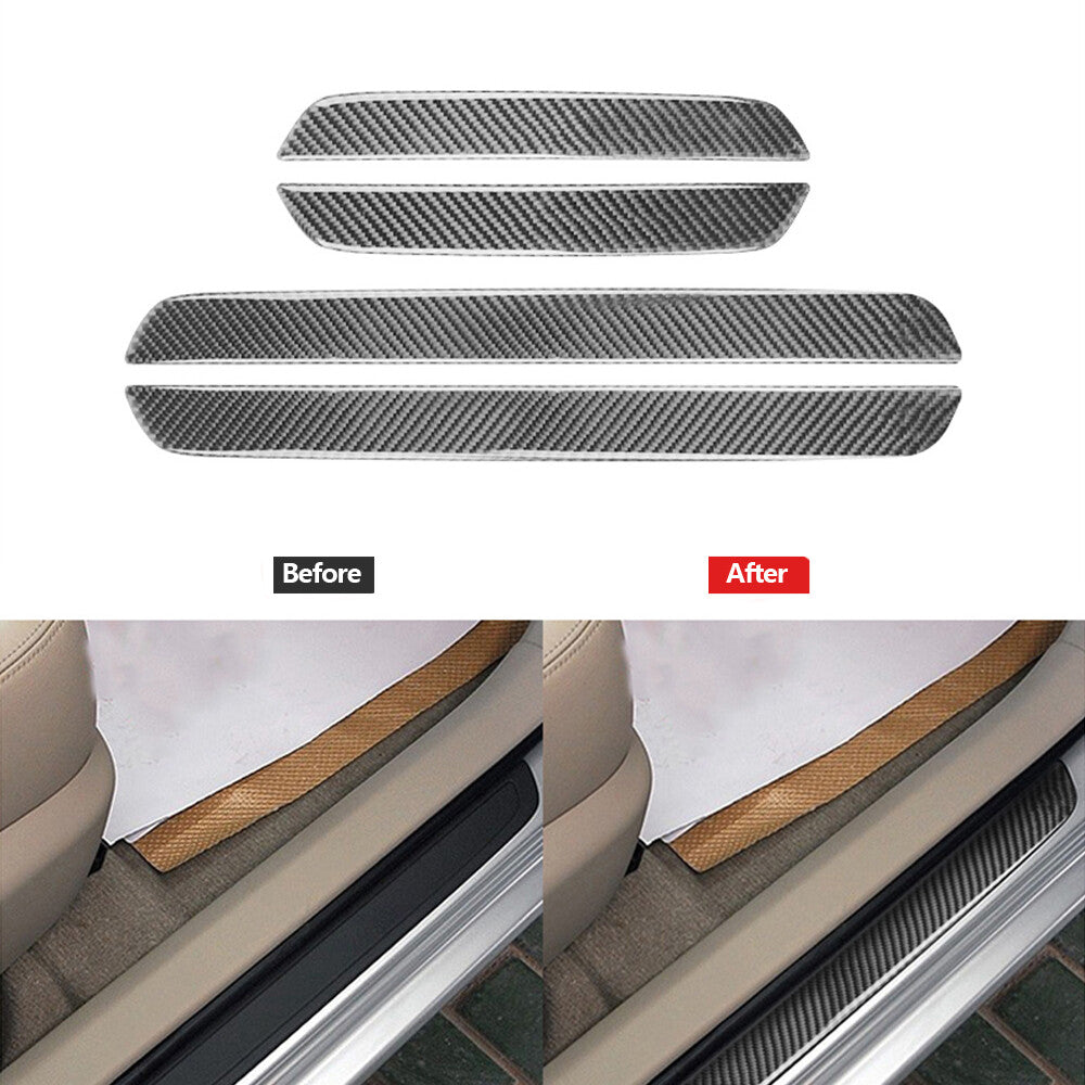 Carbon Fiber Door Sill Panel Decorative Cover Trim for Toyota for Corolla 2007-2013