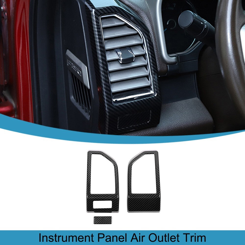 Carbon Fiber Dashboard Side Air Vent Outlet Panel Cover for Ford F150 2015-2020