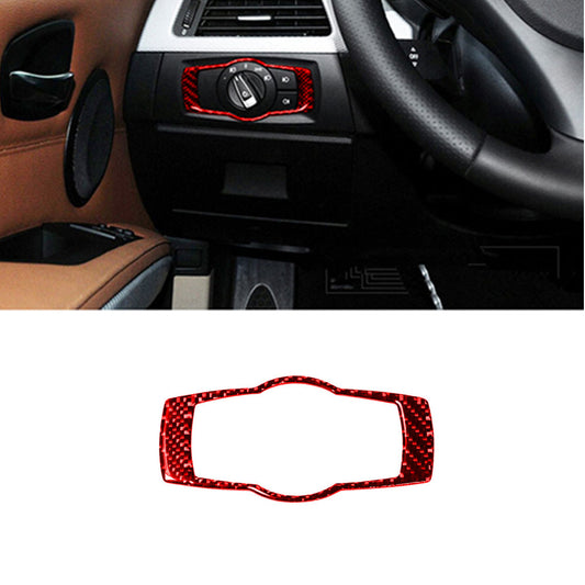 for BMW E90 E92 2008-2012 Carbon Fiber Headlight Switch Knob Trim Red