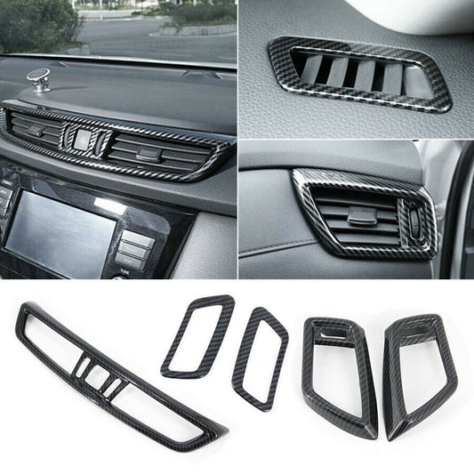 for Nissan Rogue Sport 17-2022 Carbon Fiber Dashboard Air Vent Outlet Cover Trim