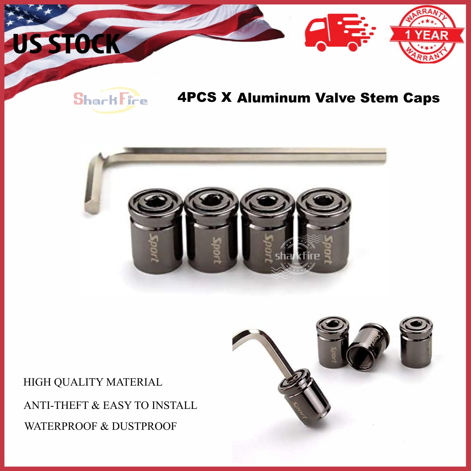 4-piece car tire valve stem cover, car wheel tire valve stem cover, anti-theft dust cover
