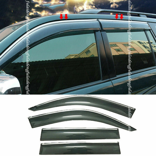 for Toyota Prado 2003-2009 W/Chrome Window Visor Rain Sun Shield Deflector Cover