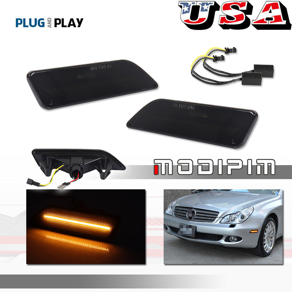 Suitable for 2006-11 for Benz W219 CLS-Class Smoked Amber LED Front Corner Marker Lights