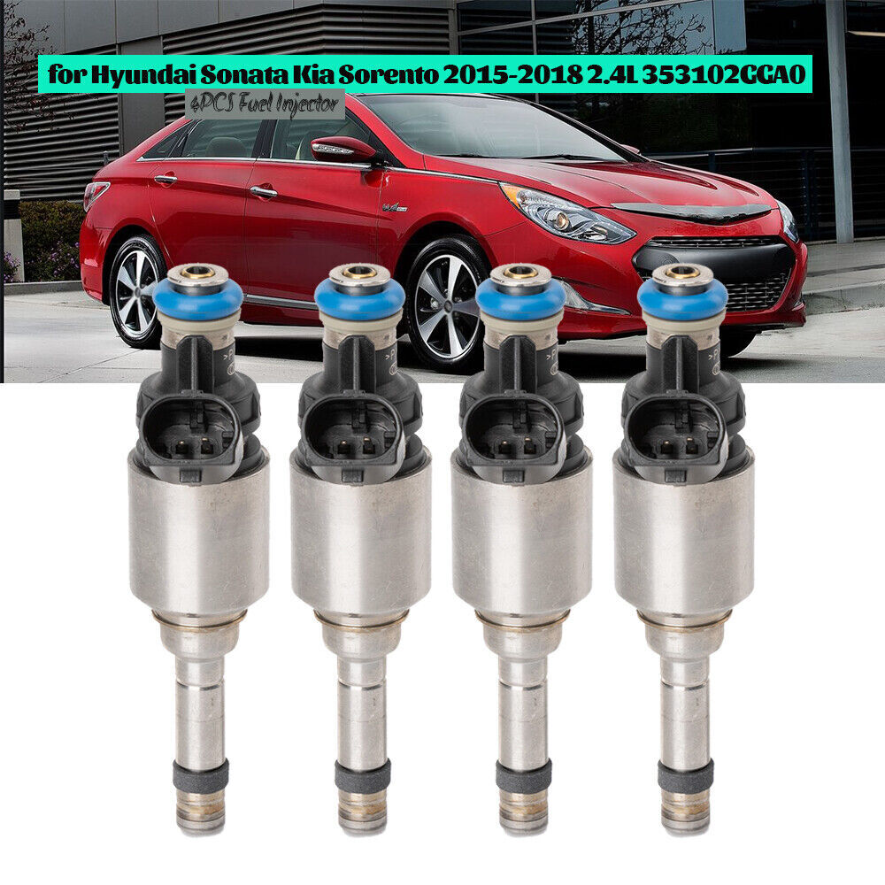 4PCS Fuel Injector Fit for Hyundai Sonata for Kia Sorento 2015-2018 2.4L 353102GGA0