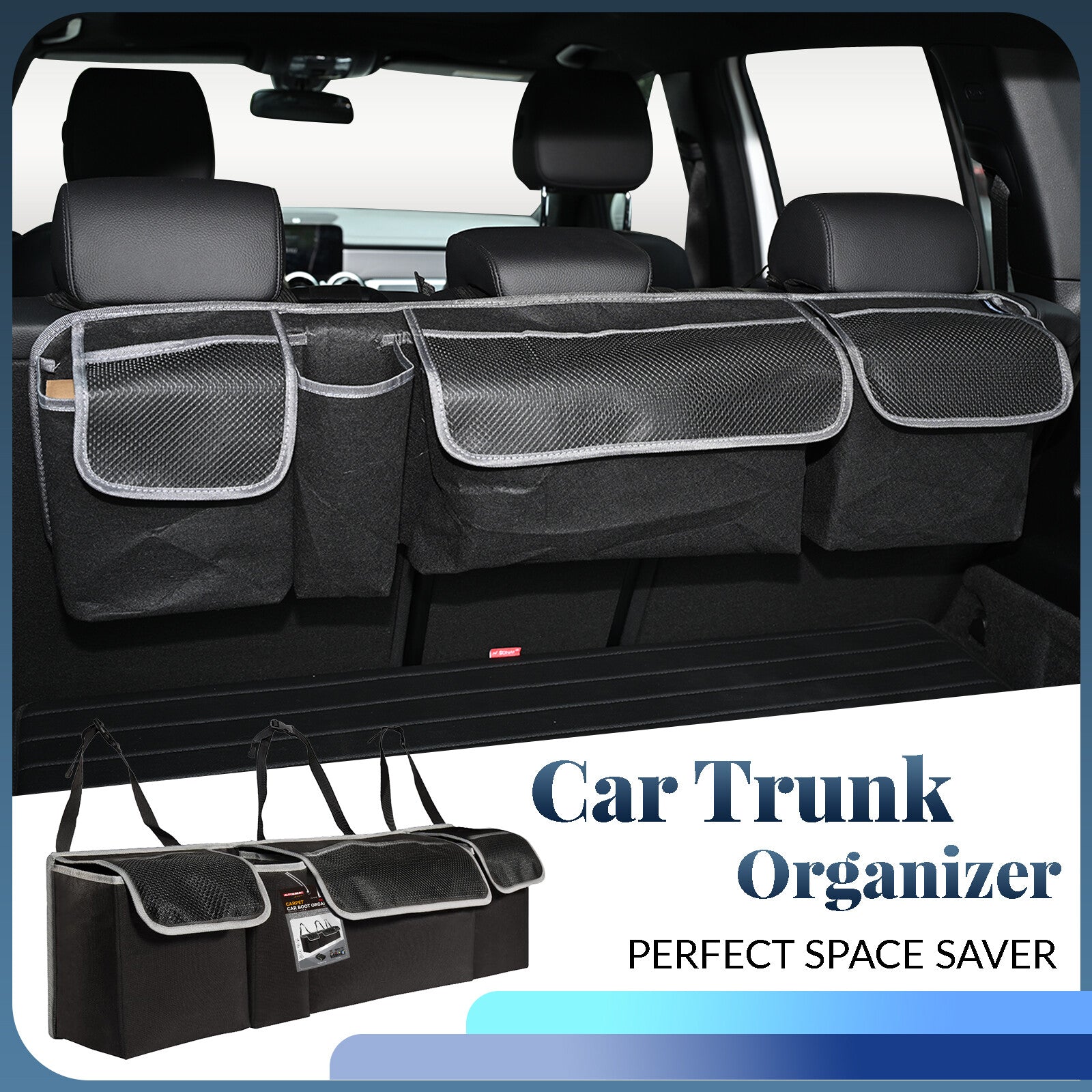 Car Boot Organiser Tidy Back for Seat Storage Bag Hanging Pocket SUV Universal Felt