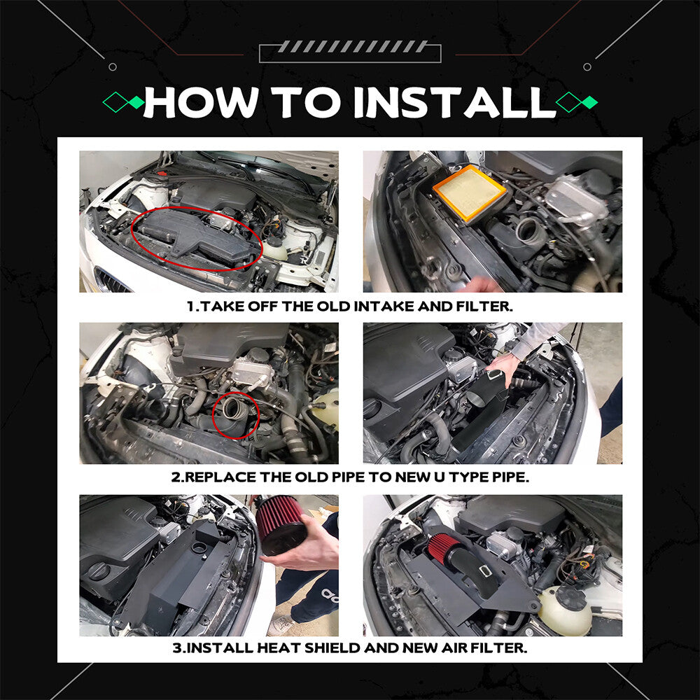 for BMW F30 228i 320i 328i 420i 428i 2.0 12-16 Cold Air Intake System Induction