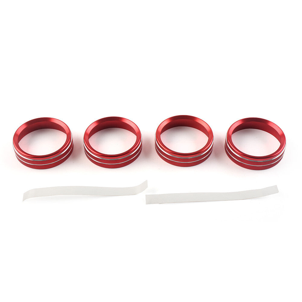for Ford F150 XLT 2015-20 4x Air Conditioner Switch CD Button Ring Knob Trim Red