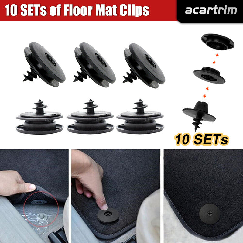 10Pc Car Carpet Mat Clips Fixing Grips Clamps Floor Holder Sleeves Accessories,