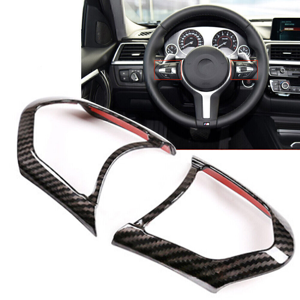 2x Carbon Fiber Steering Wheel Frame Decoration Cover Trim Fit for BMW M3 M4 M5 X5