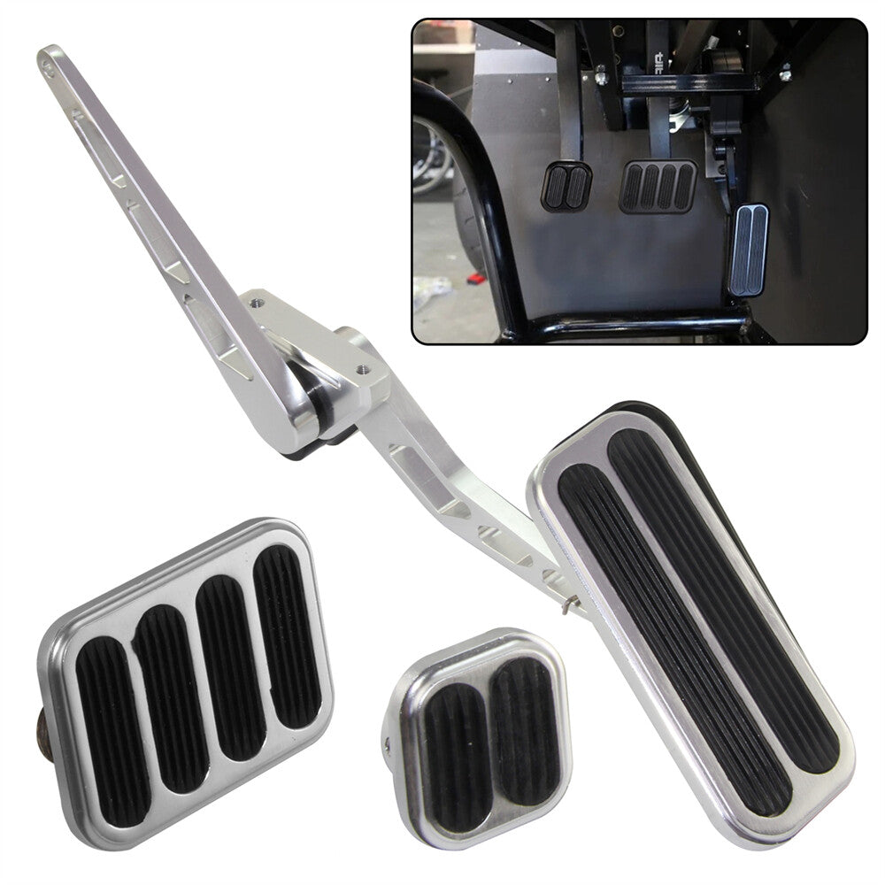 Billet Aluminum Throttle Mount Accelerator Pedal Kit for Chevy for Ford Silver