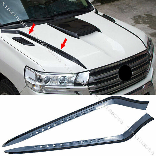 Glossy Black Engine Hood Molding Trim Strips for Toyota for Land Cruiser LC200 16-21