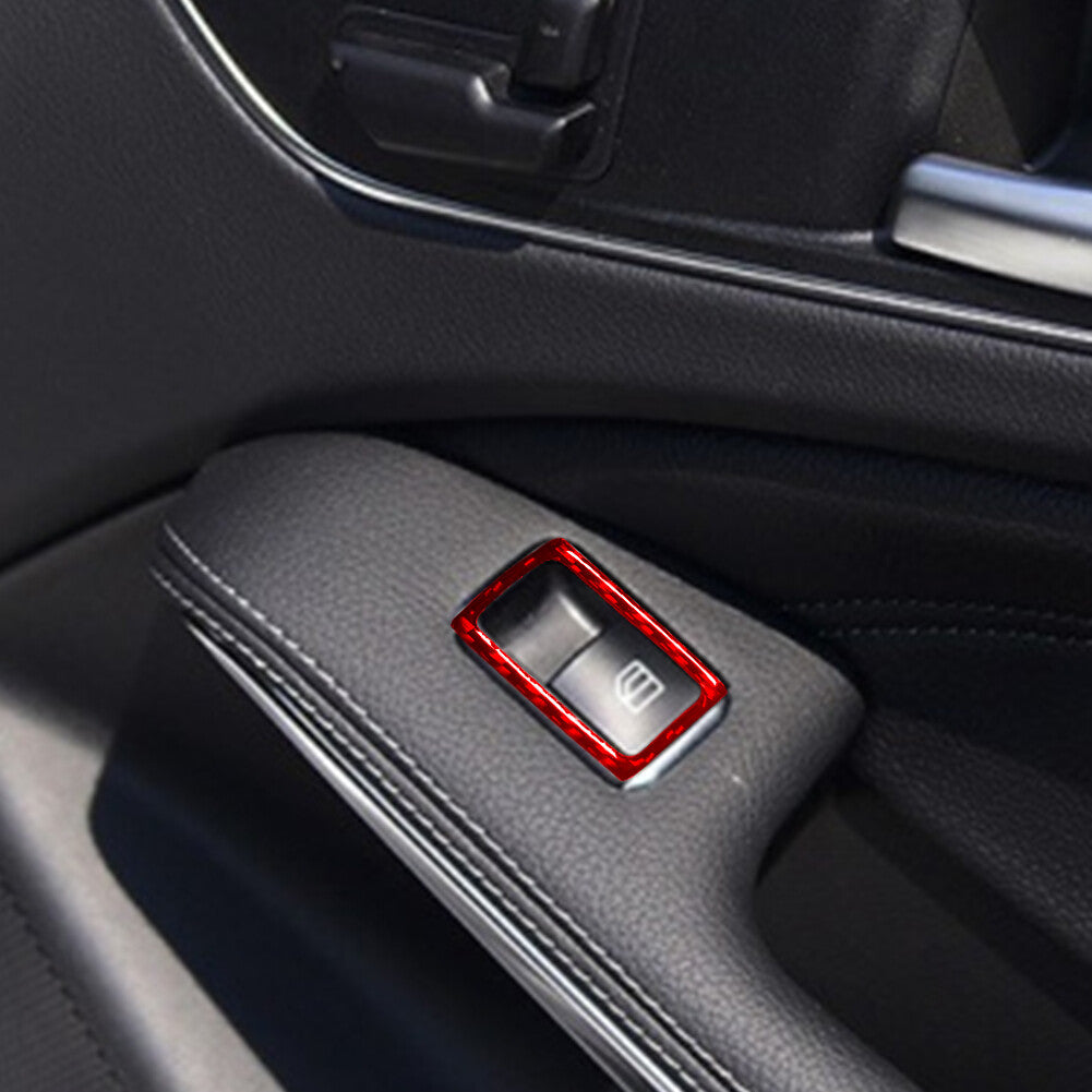 Red Front Window Buttons Trim Cover for Mercedes Benz CLA 2014-2018/GLA 2015-18