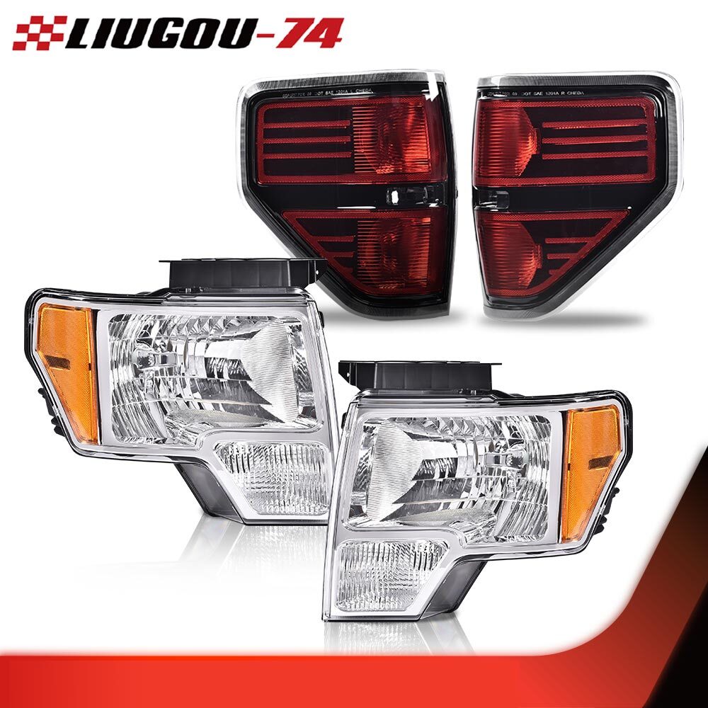 F150 pickup chrome headlights, taillights, and brake lights suitable for 09-14 for Ford F-150
