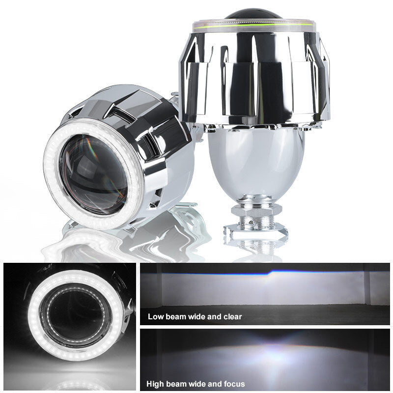 2X 2.5 LED Angel Eye Bi Xenon Projector Lens For Headlight Retrofit H4 H7 LHD