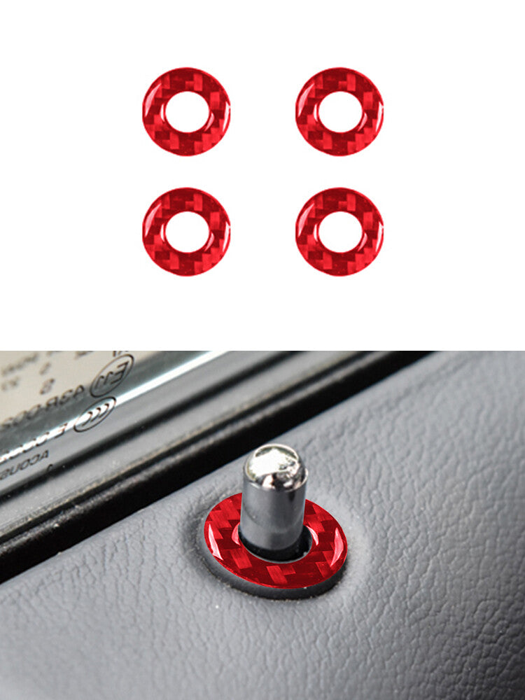 for Chrysler 300 2015-2017 4Pcs Car Door Latch Frame Trim Cover Carbon Fiber Red