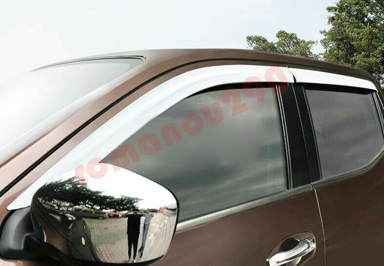 for Nissan Frontier D40 2015-2020 Chrome Window Visor Vent Shield Sun Rain Guard