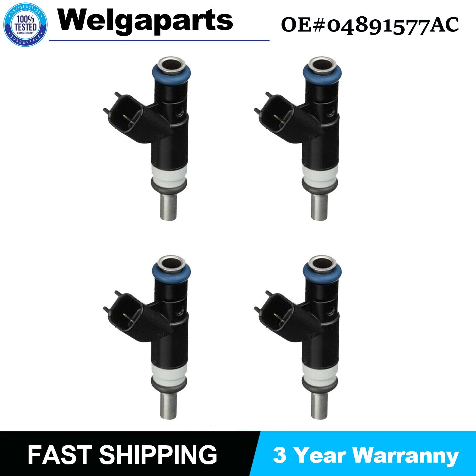 4x Fuel Injectors for Dodge Avenger Caliber for Chrysler 200 for Jeep Compass 04891577AB