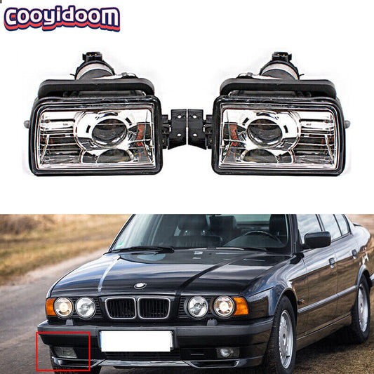 A pair of front bumper fog lights and daytime running lights suitable for 1988-1995 for BMW 5 E34.