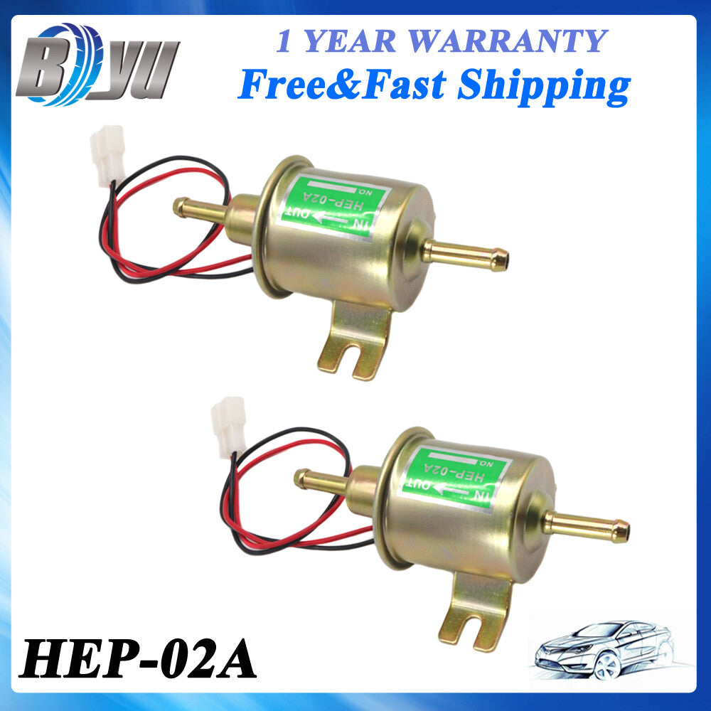 HEP-02A 12V Universal Inline Low Pressure Electric Fuel Pump For Gas Diesel 2PCS