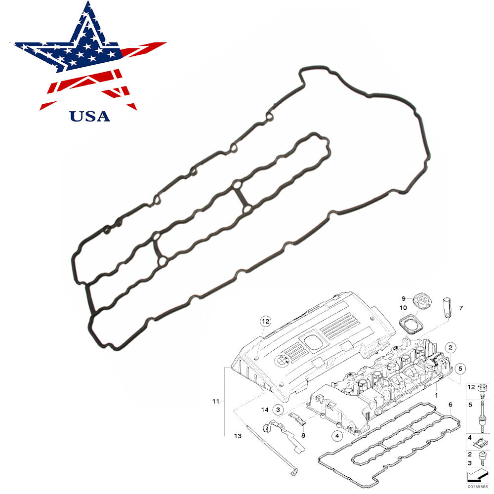 Engine Valve Cover Gasket 07-13 for BMW E90-E93 335i 535i 335xi 3.0L 11127565286