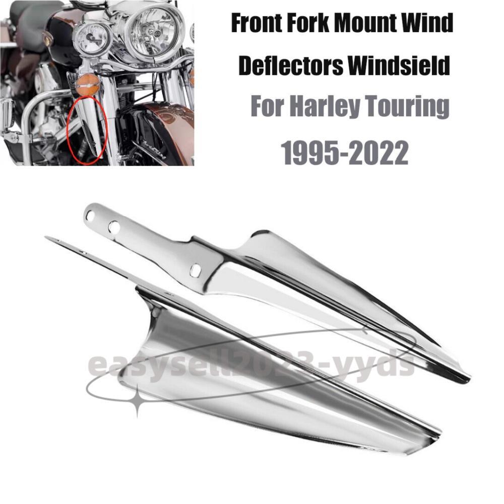 Chrome Front Fork Mount Wind Deflectors Windshield for Harley Electra Glide FLHT