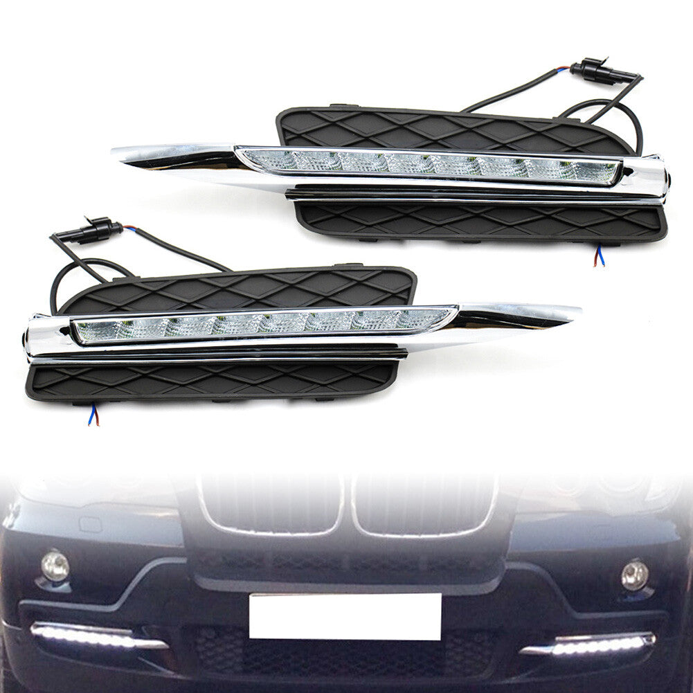 LED DRL Daytime Running Lights Bumper Driving Fog Lamps for BMW X5 E70 07-10