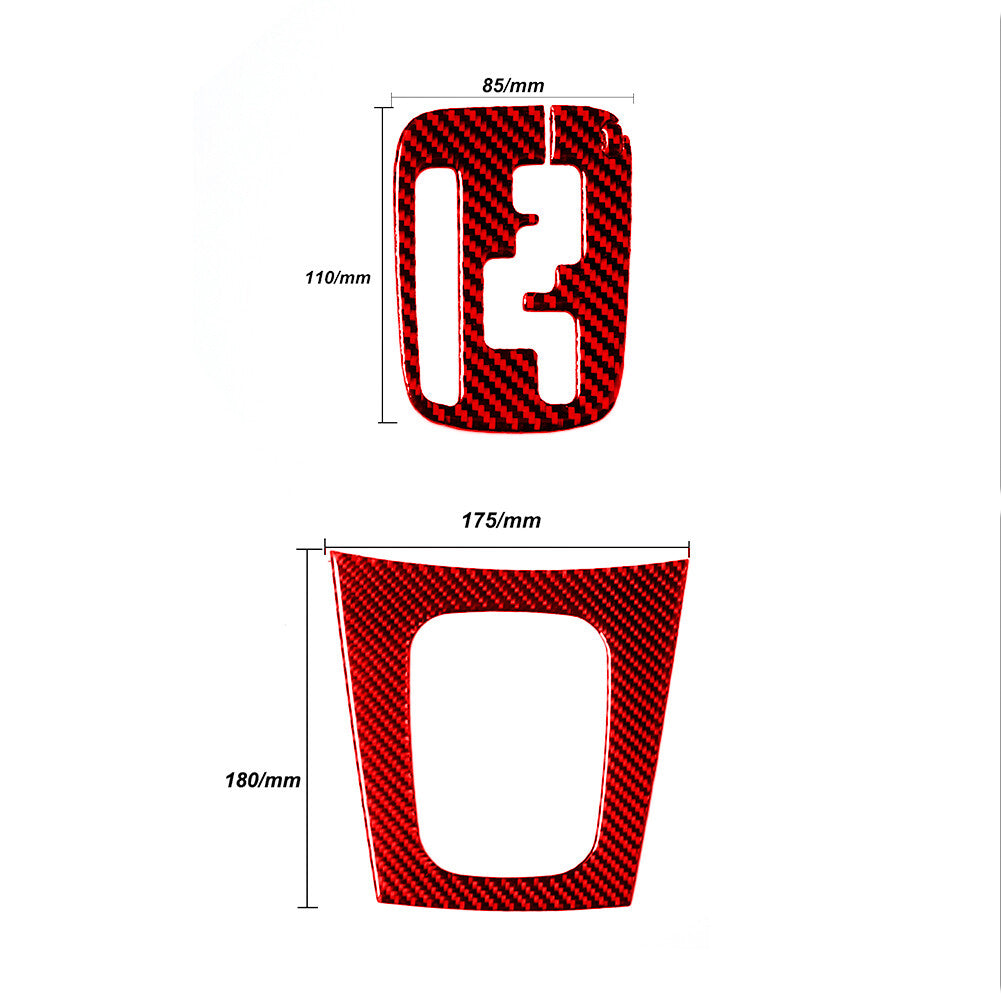 3Pcs Red Carbon Fiber Gear Shift Panel Trim Cover for Subaru Forester 2005-2008