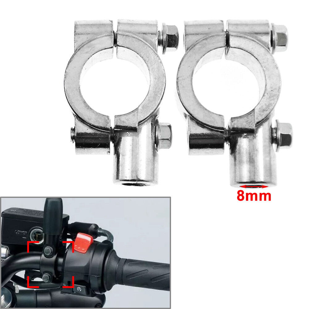 22MM M8 8mm Motorrad Lenker Spiegelhalterung Klemmadapter Chrom Paar