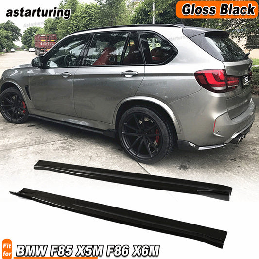 for BMW F86 X6M F85 X5M SUV 2014-18 Gloss Black Side Skirt Extension Lip Spoiler